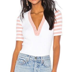NWT Amanda Uprichard Ribbed Polo Top